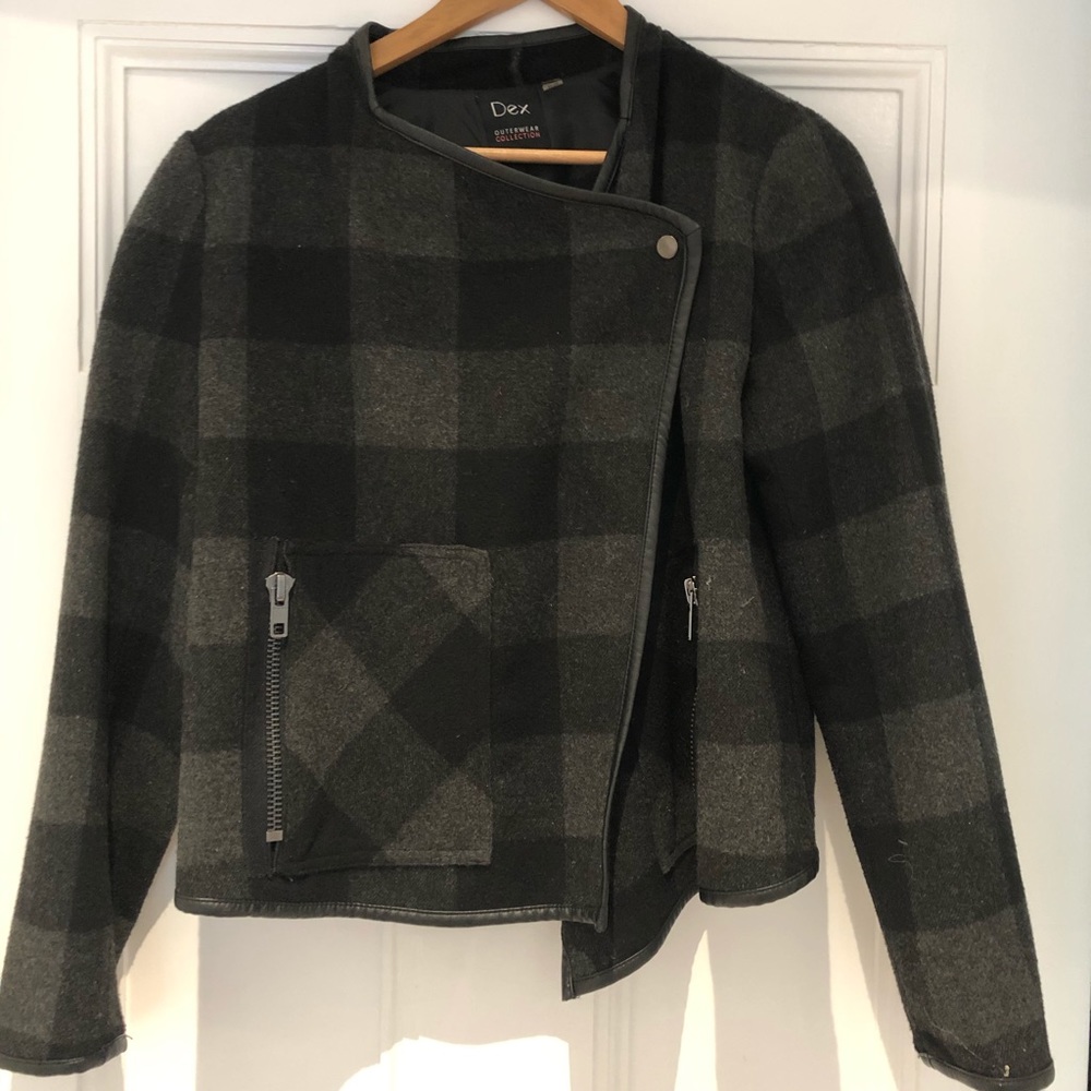 Wool blend plaid jacket